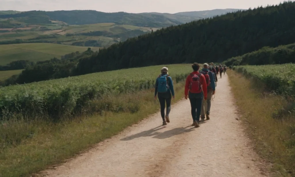 tourist walking thru Camino de Santiago