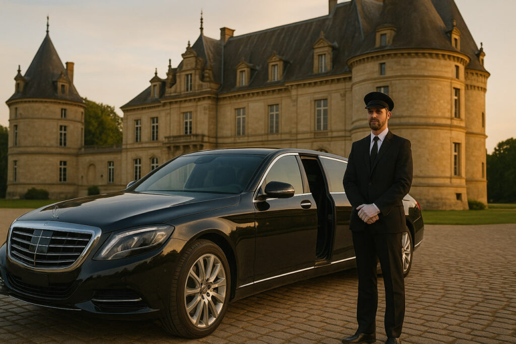 Premium limousine service for European cultural tours with professional chauffeur and luxury vehicle
